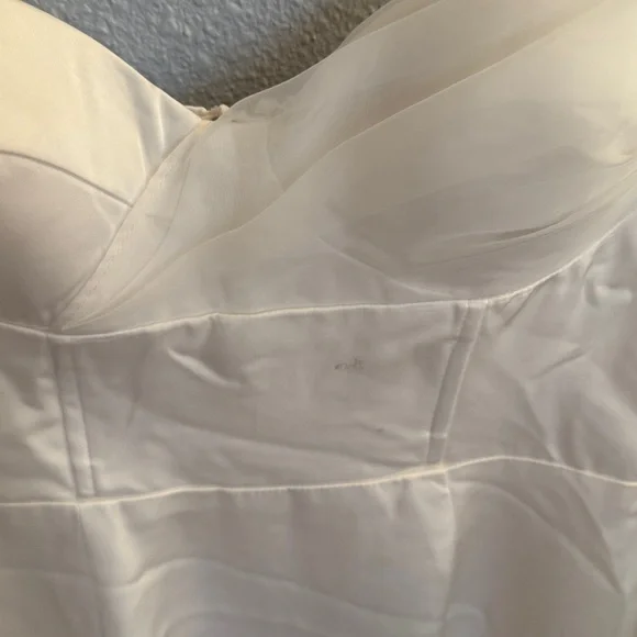 White satin midi dress with hem decoration - Picture 12 of 12